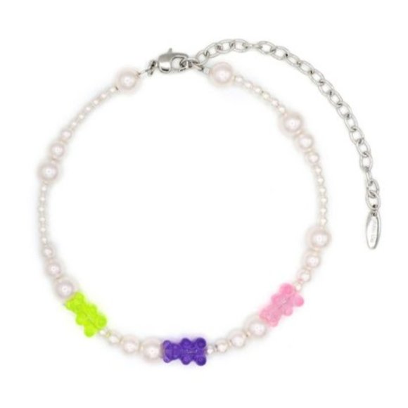 AUTHENIC NIB JOOMI LIM PINK LIME PURPLE FRUIT PUNCH PEARL & GUMMY BEAR NECKLACE - Picture 3 of 4